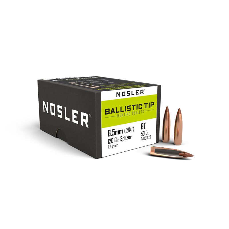 Nosler 6.5mm (.264) 120gr Spitzer Ballistic Tip Bullets 50ct - 26120
