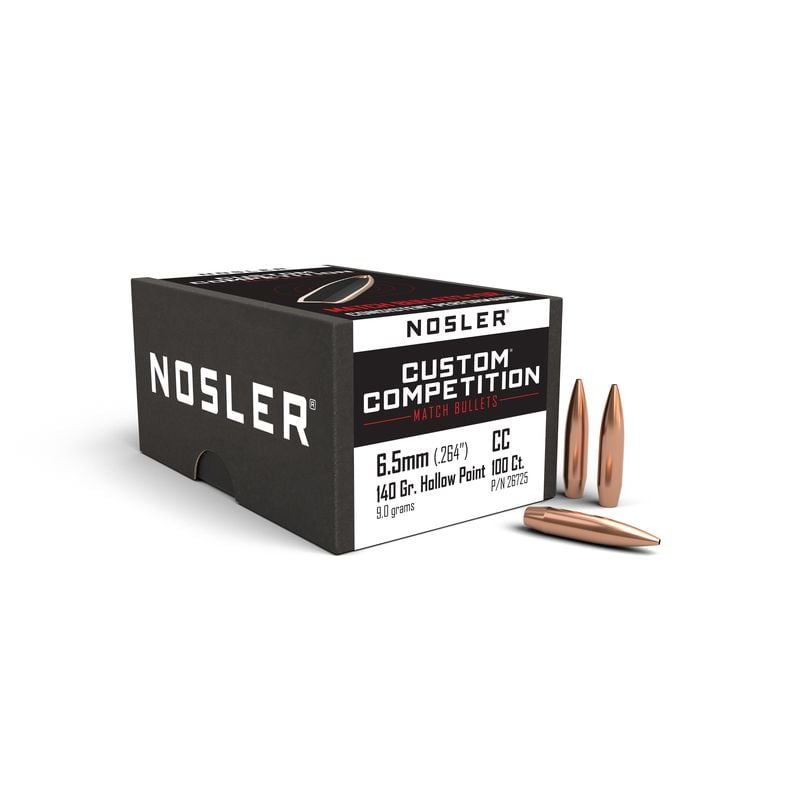 Nosler 6.5mm (.264) 140gr Custom Competition Hollow Point BT Bullets 50ct - 26725