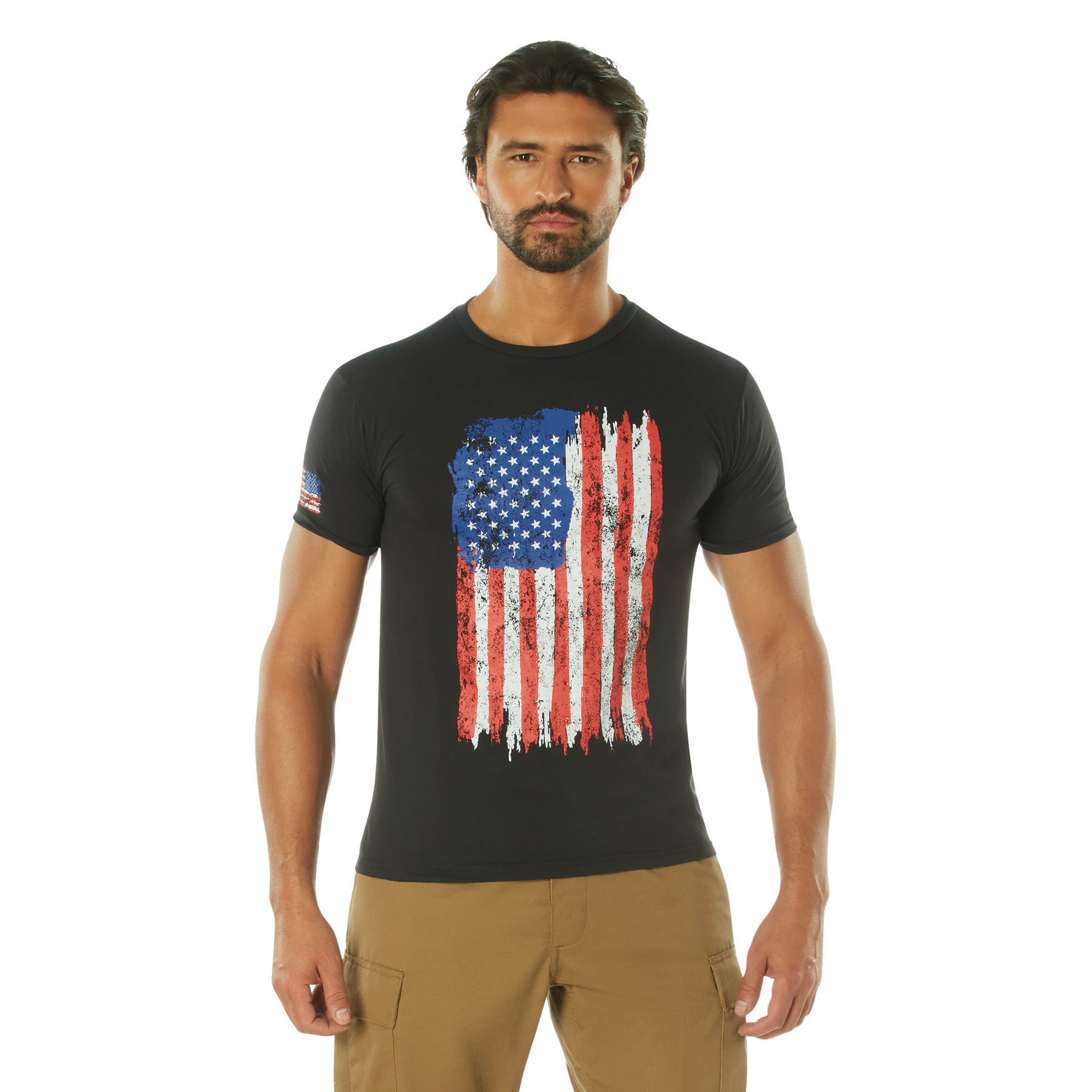 Rothco Rothco Distressed Us Flag Athletic Fit T-Shirt - Red - White - Blue, 2X-Large
