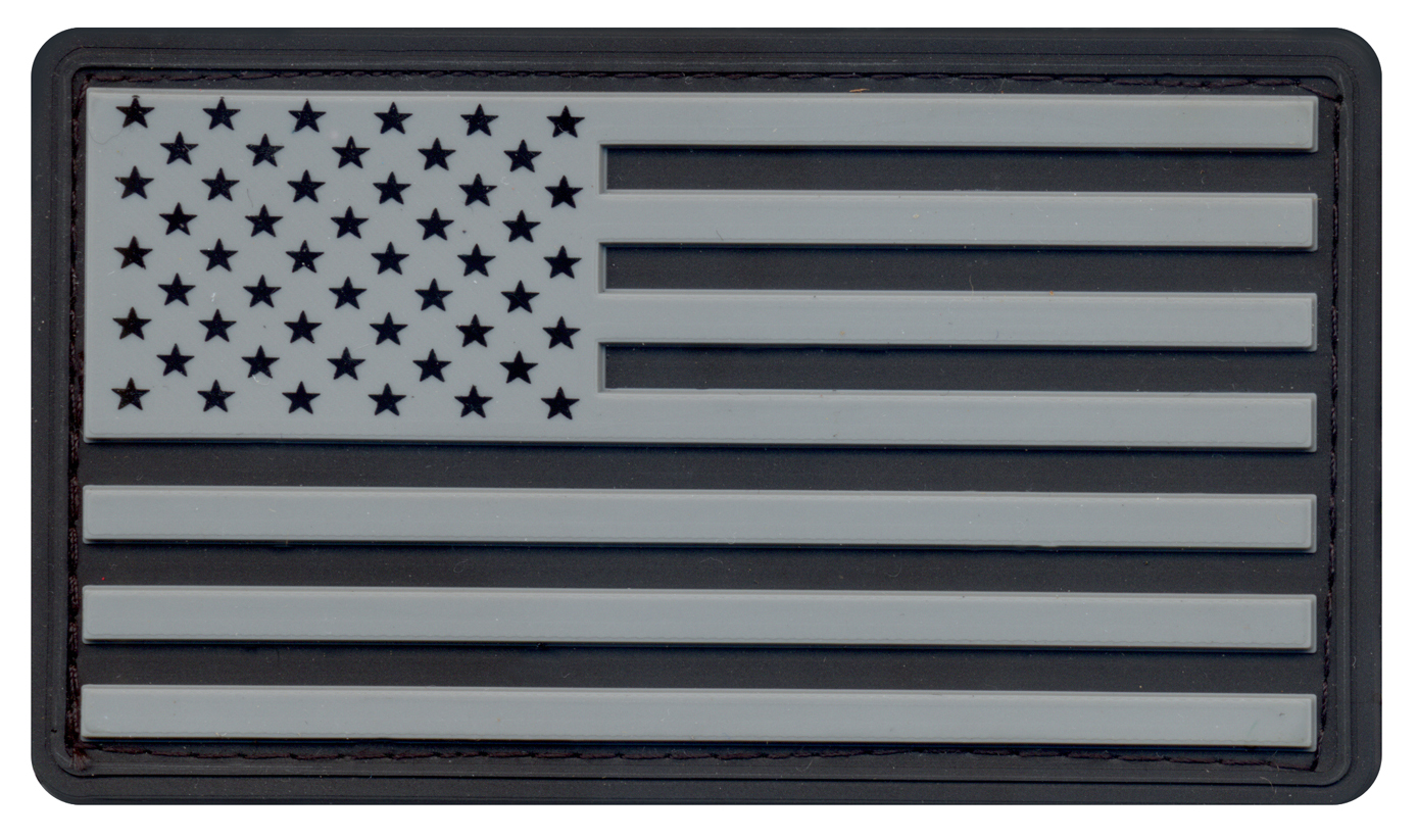 Rothco Rothco Pvc Us Flag Patch With Hook Back - Black - Silver, Packaging Bulk Packaging