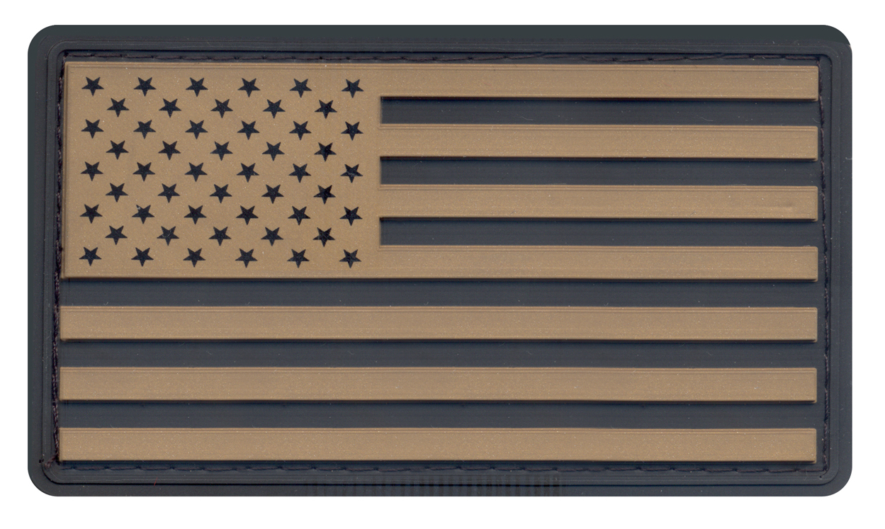 Rothco Rothco Pvc Us Flag Patch With Hook Back - Black - Khaki, Packaging Bulk Packaging