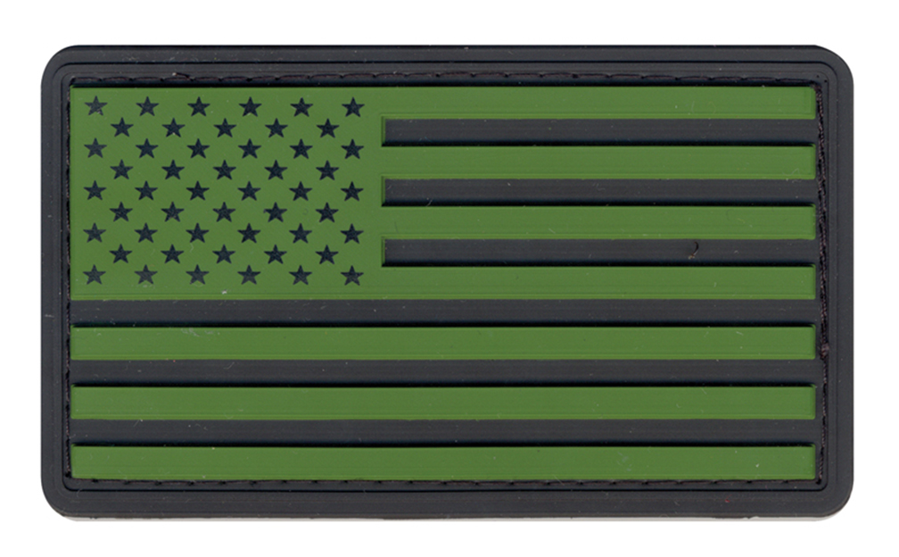Rothco Rothco Pvc Us Flag Patch With Hook Back - Black - Olive Drab, Packaging Bulk Packaging