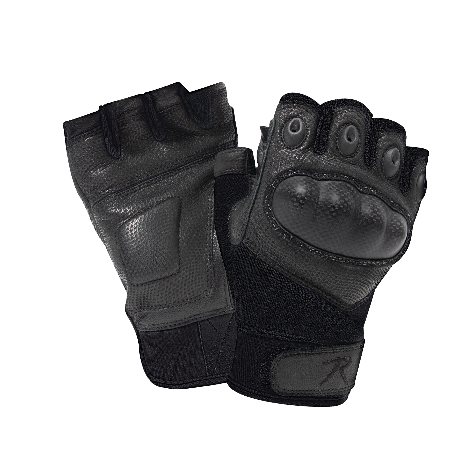 Rothco Rothco Fingerless Cut Resistant Carbon Hard Knuckle Gloves - Black, Medium