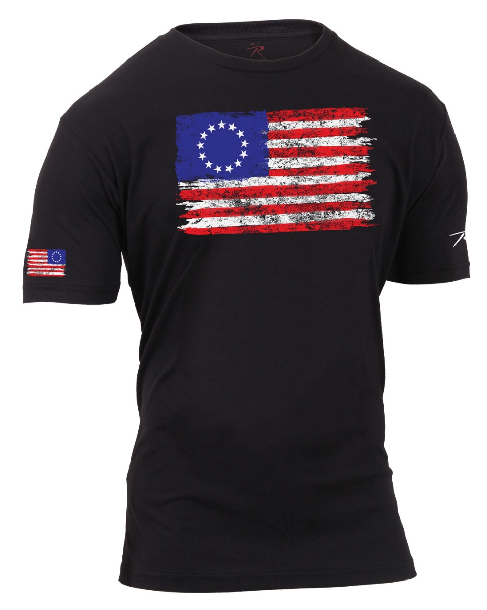 Rothco Rothco Colonial Betsy Ross Flag T-Shirt - Black, 3X-Large