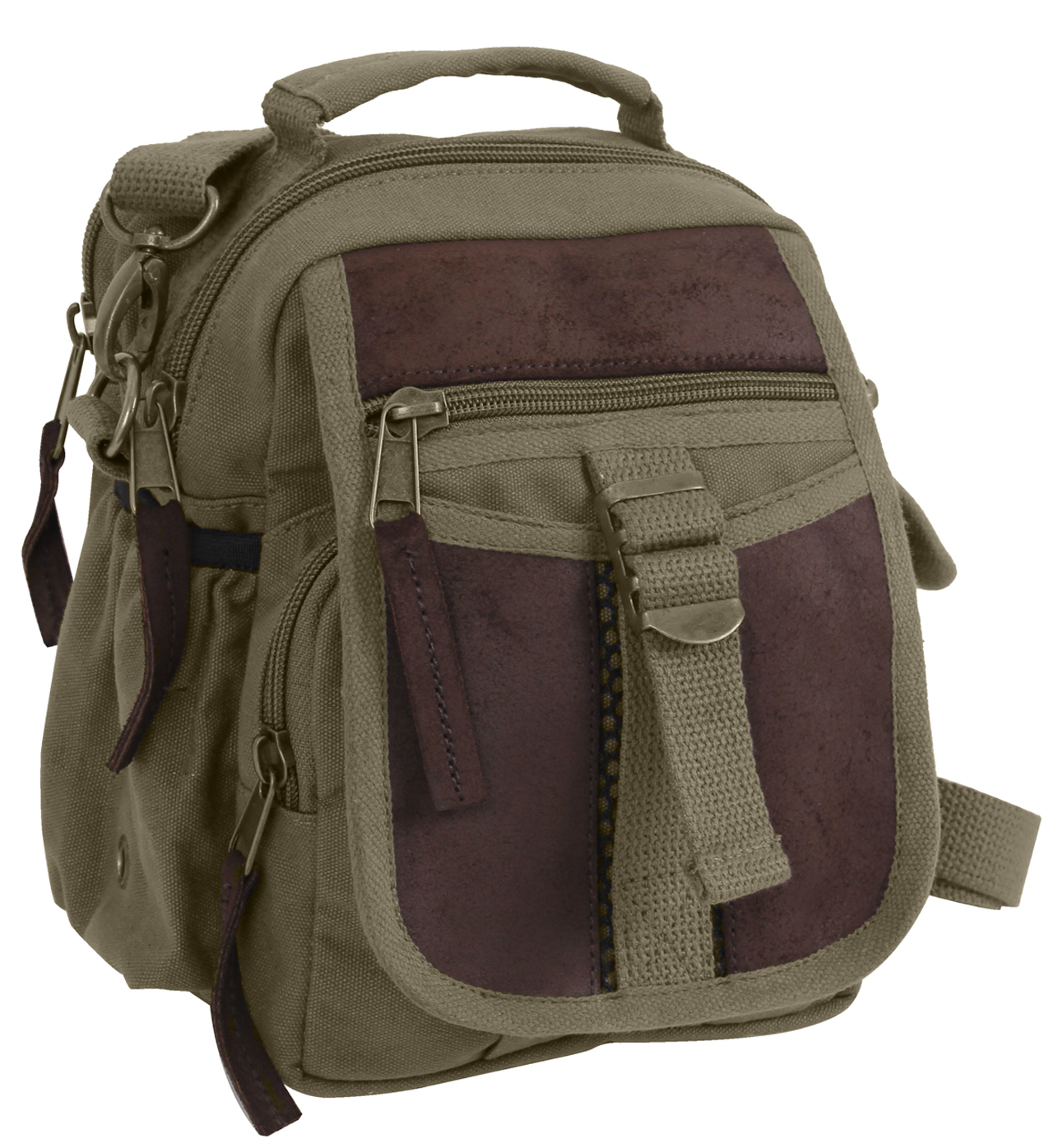 Rothco Rothco Vintage Canvas Leather Travel Shoulder Bag - Olive Drab