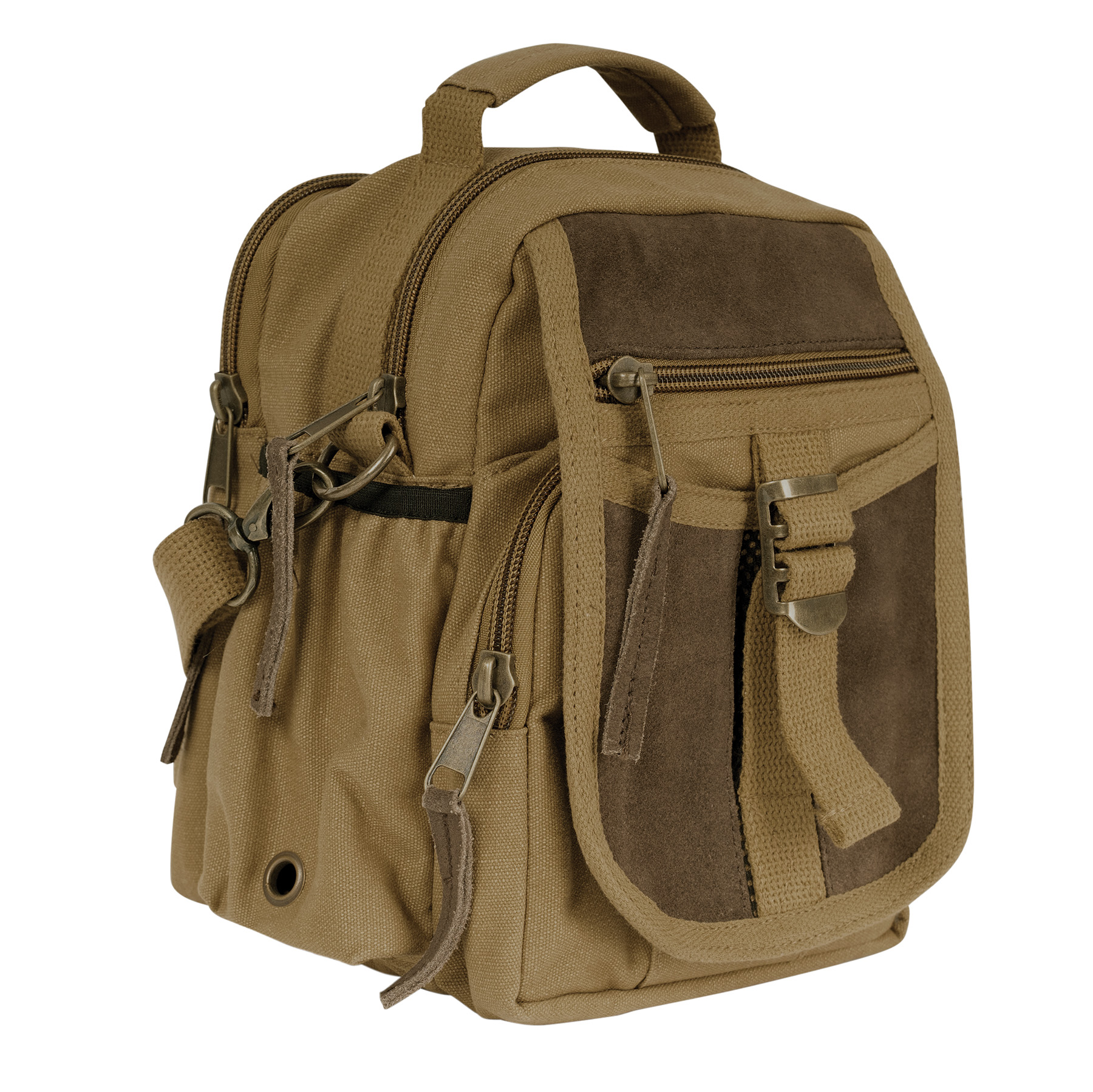 Rothco Rothco Vintage Canvas Leather Travel Shoulder Bag - Coyote Brown