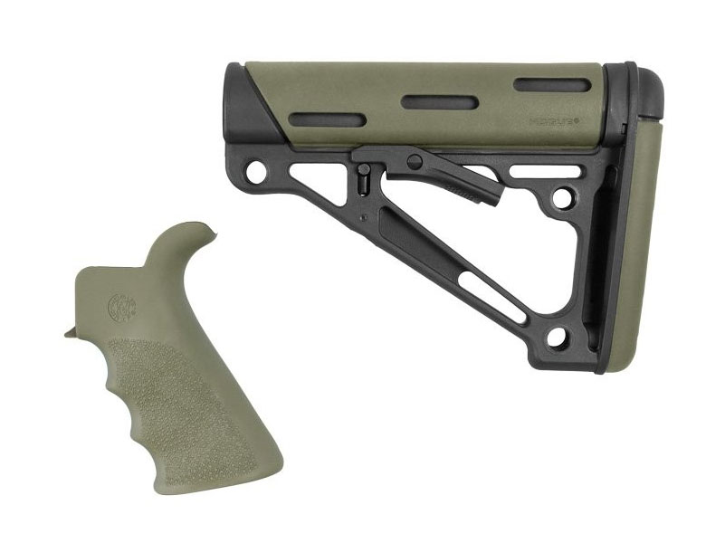 Hogue AR-15/M-16 Grip and Collapsible Buttstock 2-Piece Kit, OD Green - 15256 - Hogue