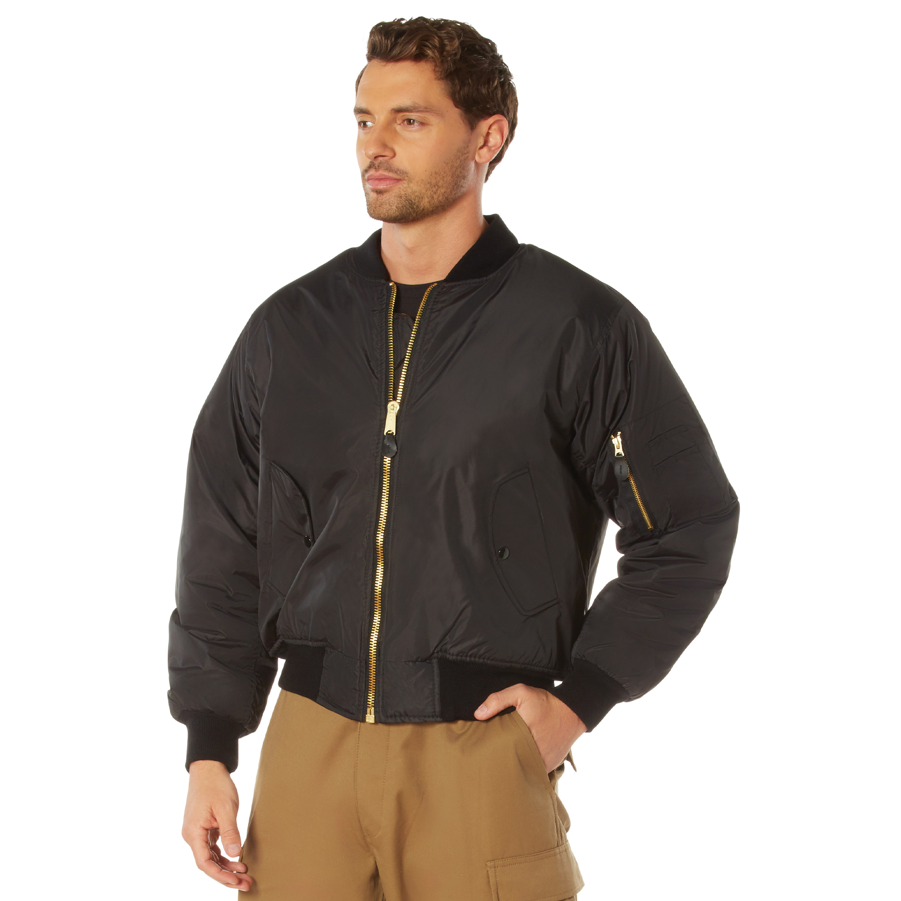 Rothco Rothco Enhanced Nylon Ma-1 Flight Jacket - Black, Medium
