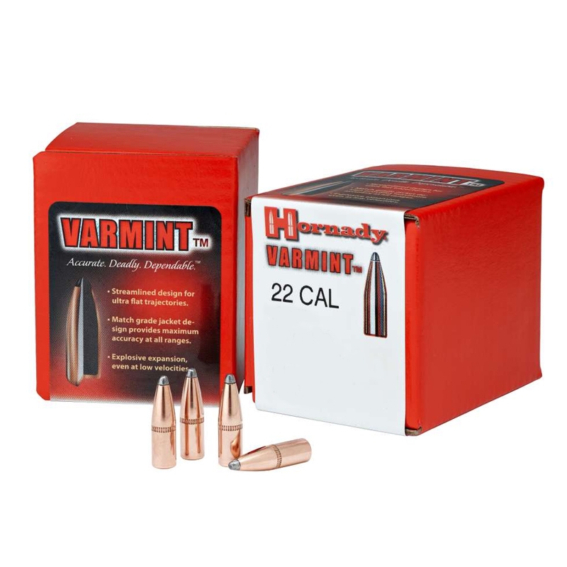 Hornady 22 Cal (.224) 55gr SP Bullets with Cannelure,  100 Count -2266 - Hornady