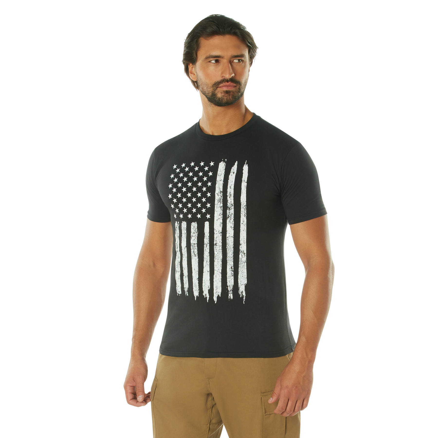 Rothco Rothco Distressed Us Flag Athletic Fit T-Shirt - Black, 3X-Large