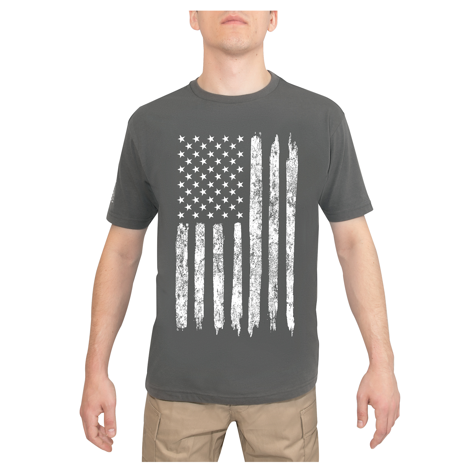 Rothco Rothco Distressed Us Flag Athletic Fit T-Shirt - Charcoal Grey, Large