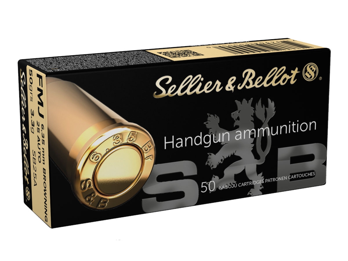 Sellier & Bellot 25 Auto/ACP (6.35 Browning) 50gr FMJ Ammunition  50rds - SB25A - Sellier & Bellot Ammunition