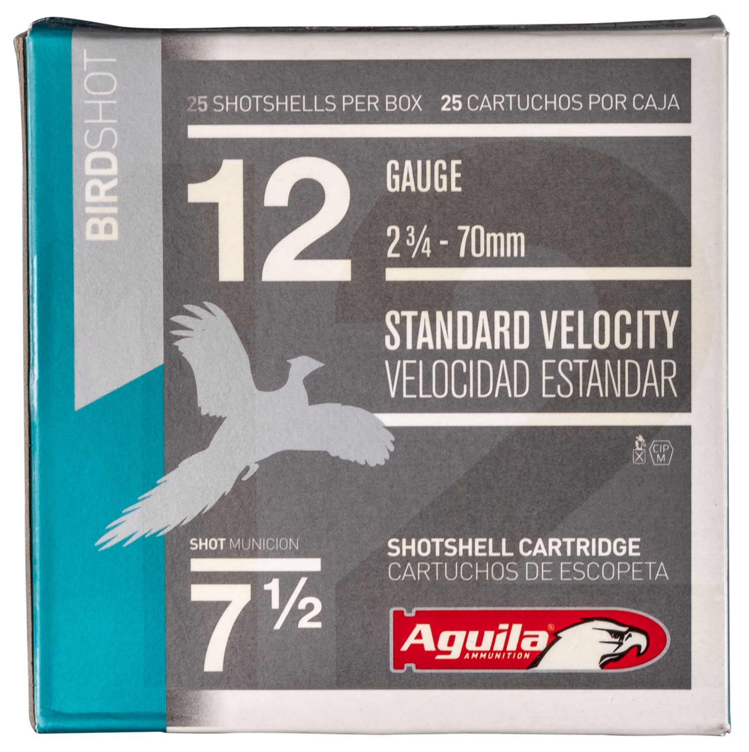 Aguila Field 12 Gauge 2-3/4 inches 7-1/2 Shot 1-1/8 oz Standard Velocity Lead Shotshell, Birdshot, 25/Box - 1CHB1217 - Aguila