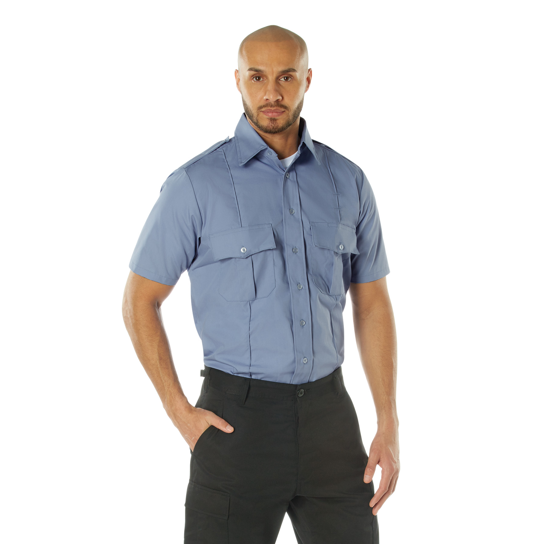 Rothco Rothco Short Sleeve Uniform Shirt - Light Blue, 2X-Large