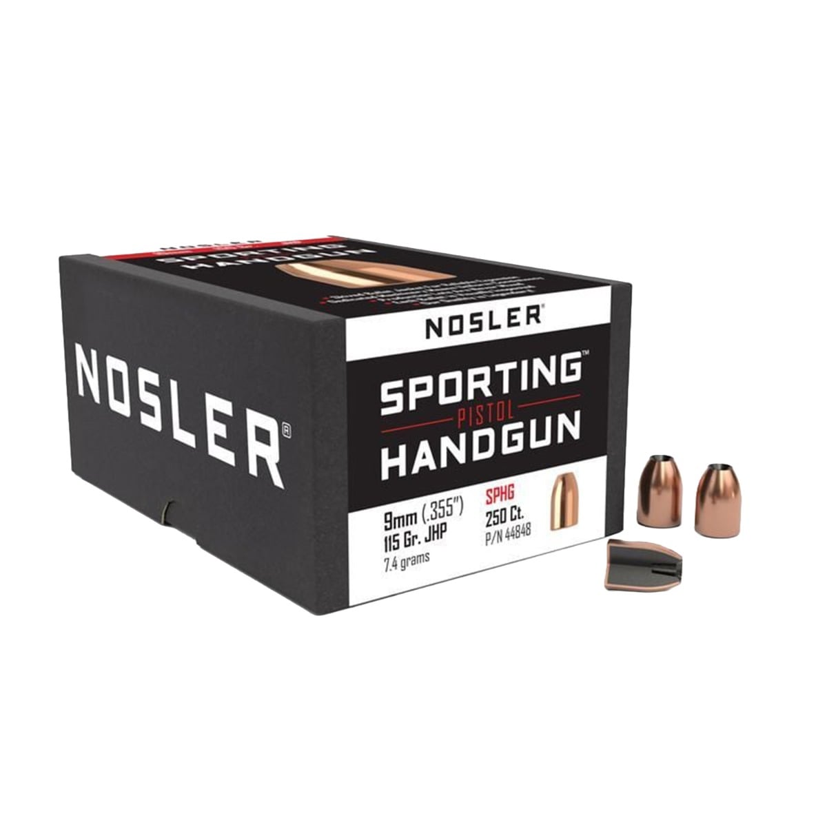 Nosler Nosler 9mm (.355) 115gr Jacketed Hollow Point Bullets 250ct - 44848