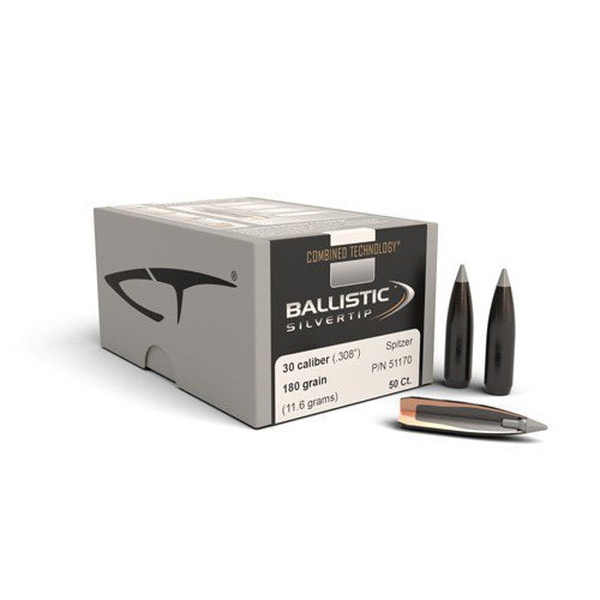 Nosler 30 Caliber (.308) 180gr Combined Technology Ballistic Silvertip BT Bullets 50ct - 51170 - Nosler
