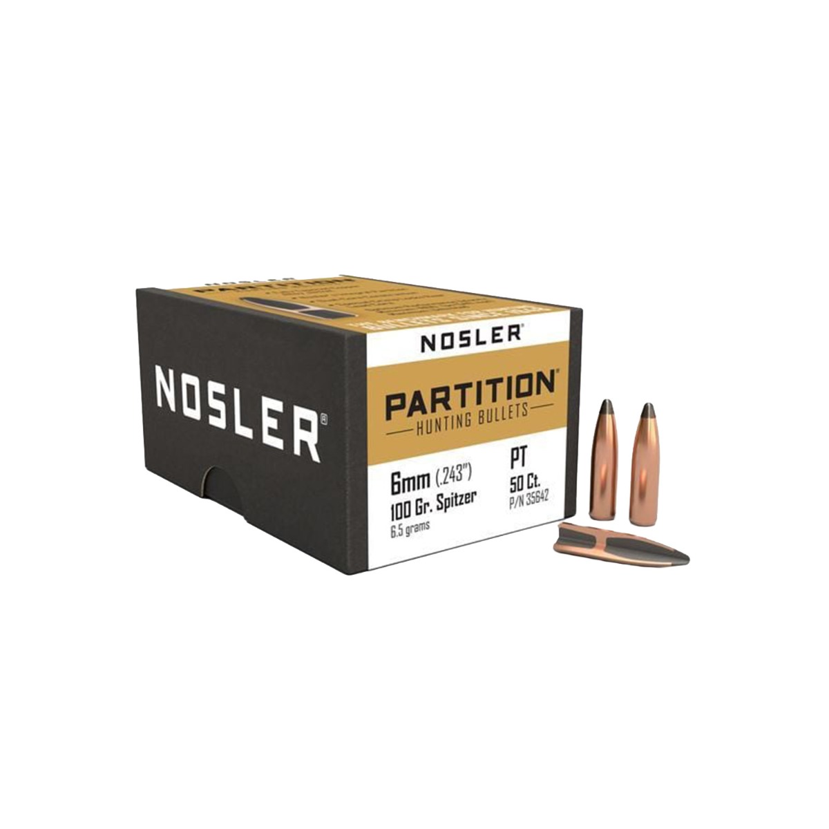 Nosler Nosler 6mm (.243) 100gr Partition Spitzer Bullets 50ct - 35642