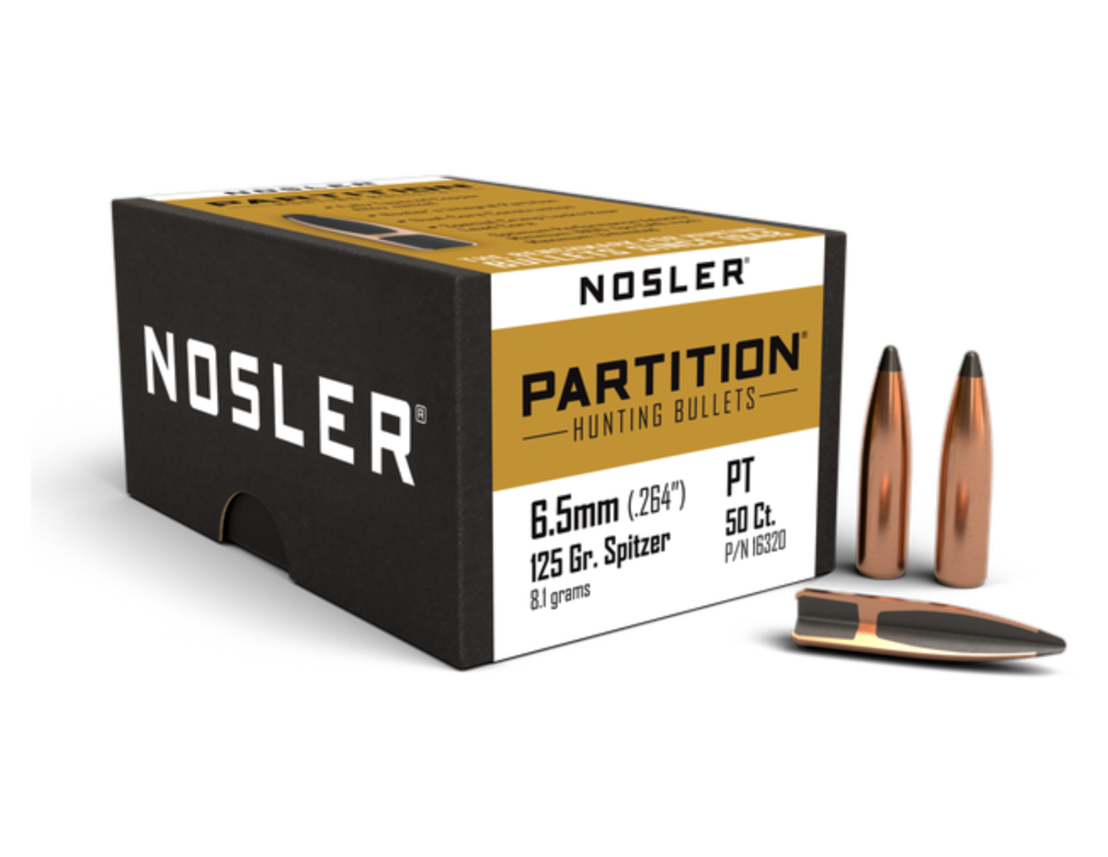 Nosler 6.5mm (.264) 125gr Partition Spitzer Bullets 50ct - 16320