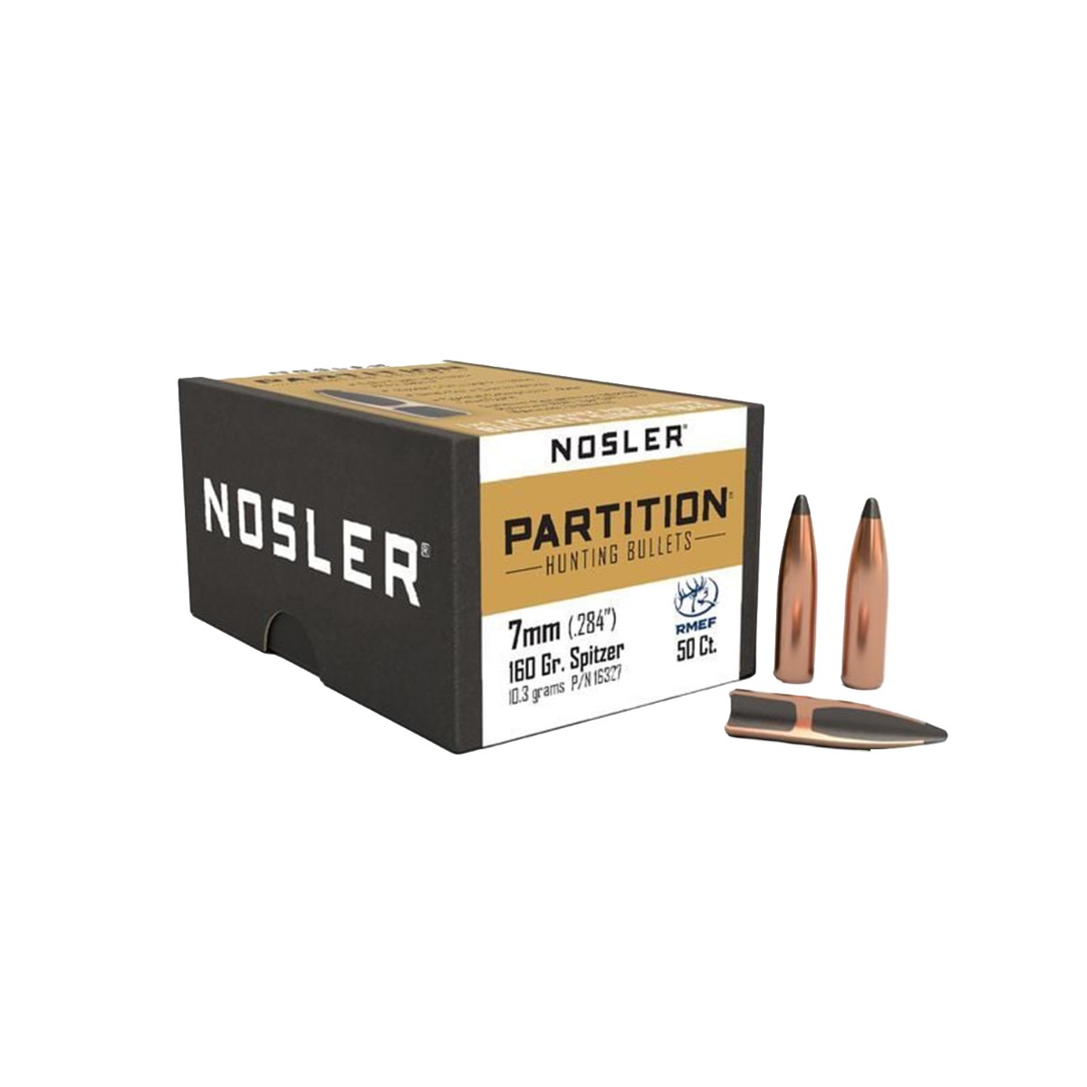 Nosler 7mm (.284) 160gr Partition Spitzer Bullets 50ct - 16327 - Nosler