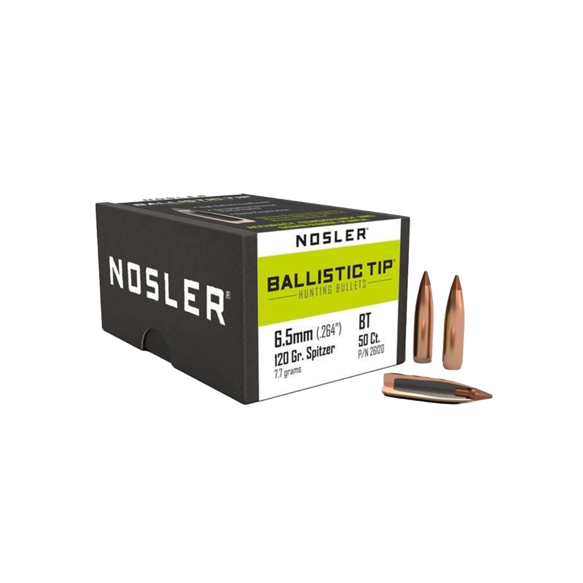 Nosler Nosler 6.5mm (.264) 120gr Spitzer Ballistic Tip Bullets 50ct - 26120