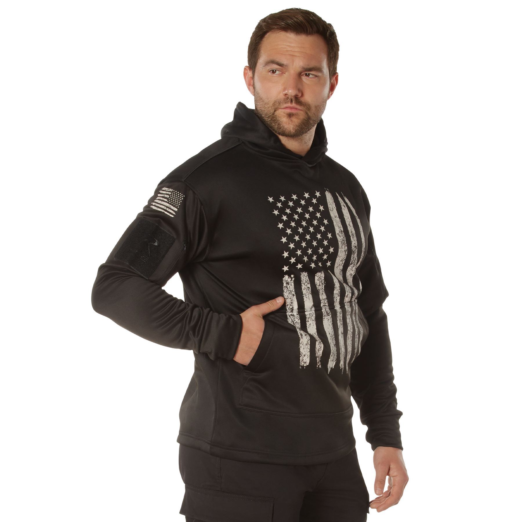 Rothco Rothco Concealed Carry U.S. Flag Hoodie - Black, Small