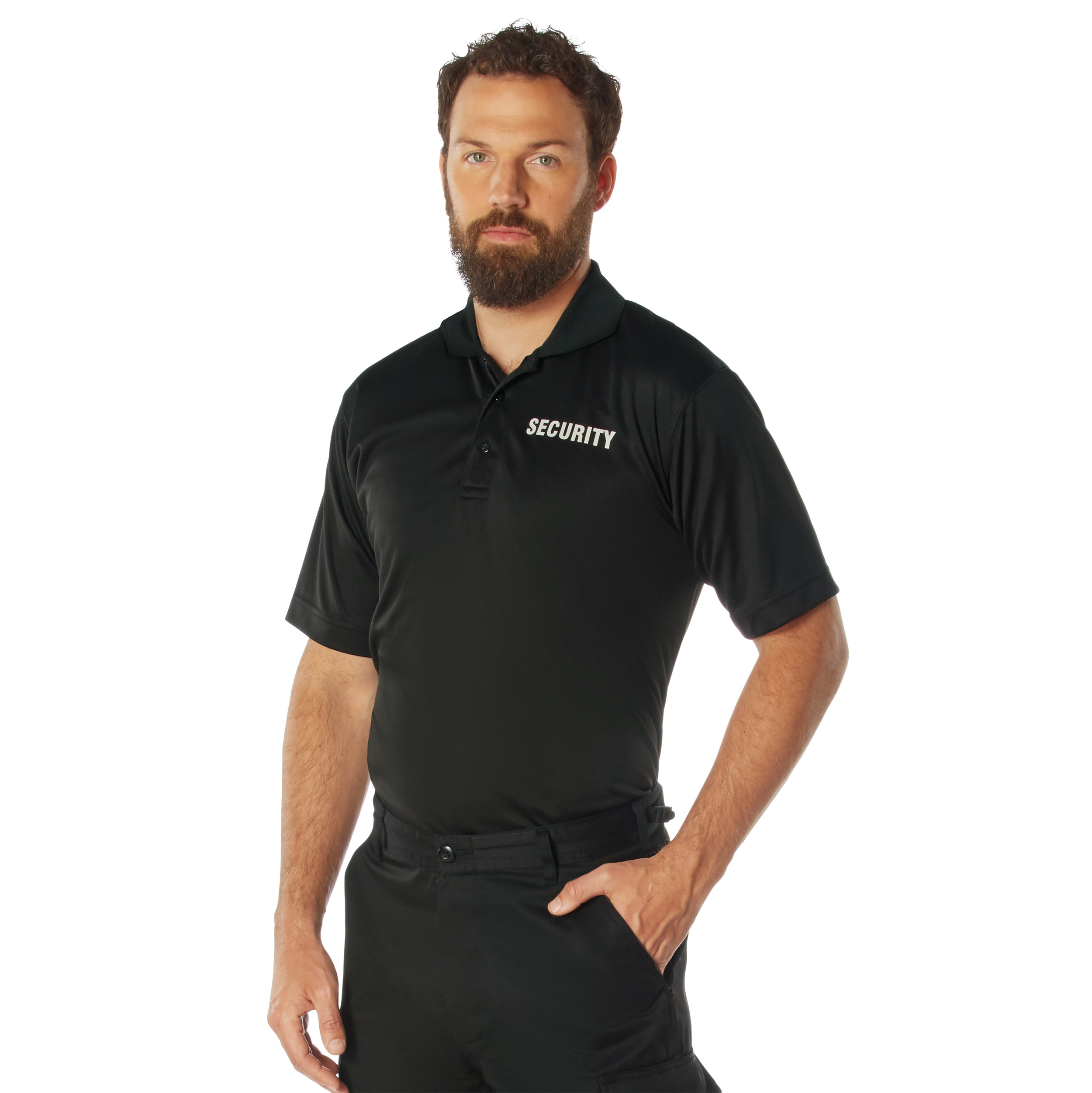 Rothco Rothco Moisture Wicking Security Polo Shirt - Black W- White Lettering, Small