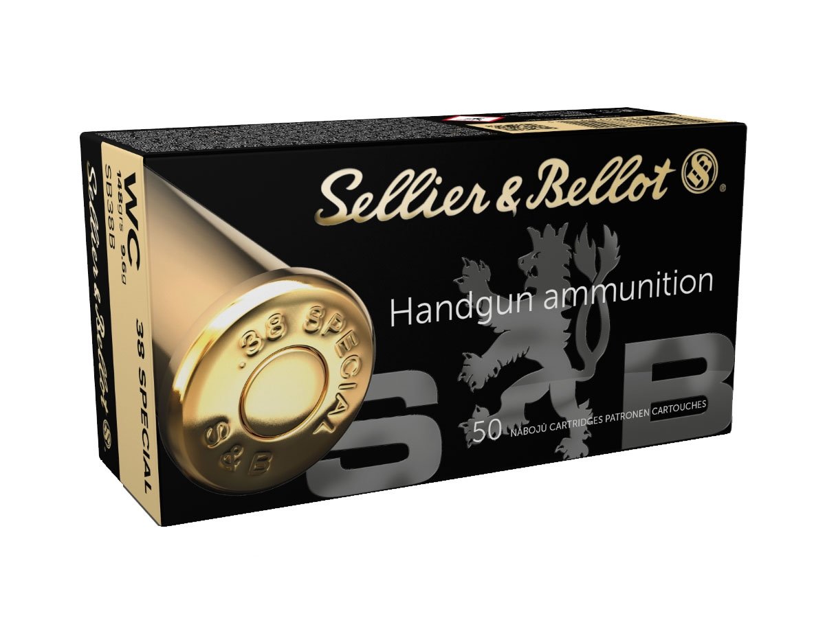 Selier & Bellot Ammunition 148 gr Wadcutter .38 Spl Ammo, 50/box - SB38B