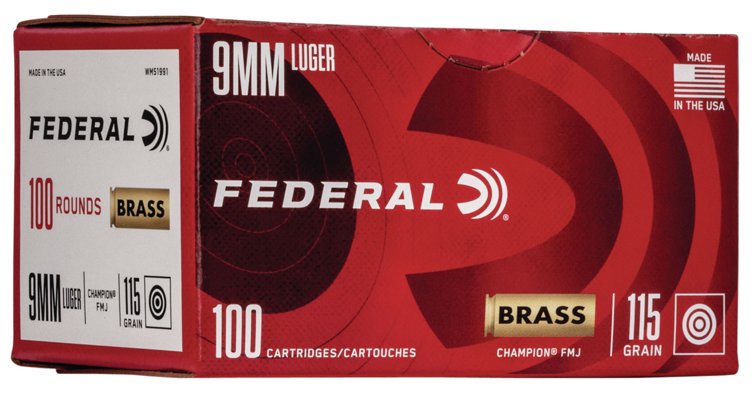 Federal 9mm 115gr FMJ Champion Ammunition 100rds - WM51991 - Federal