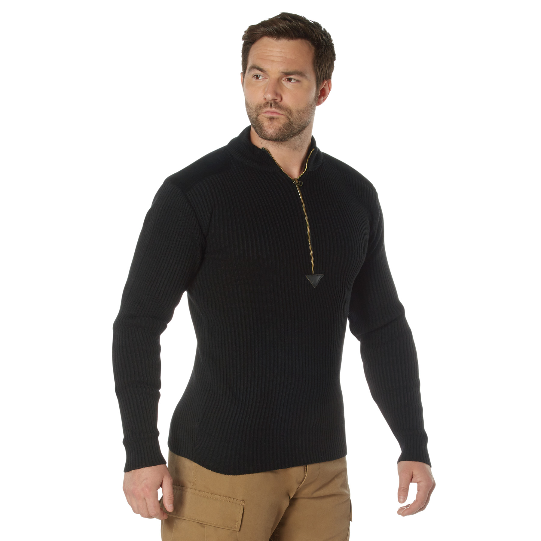 Rothco Rothco Quarter Zip Acrylic Commando Sweater - Black, Small