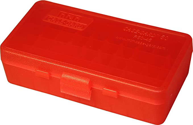 MTM Case-Gard Ammo Box 50 Round Flip Top 40 10 Mm 45 Acp Clear Red-P50-45-29 - Mtm Case Gard