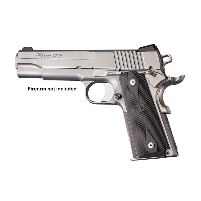 Hogue 1911 Government/Commander Rubber Grip Panels Checkered W/ Diamonds, Pewter - 45012 - Hogue