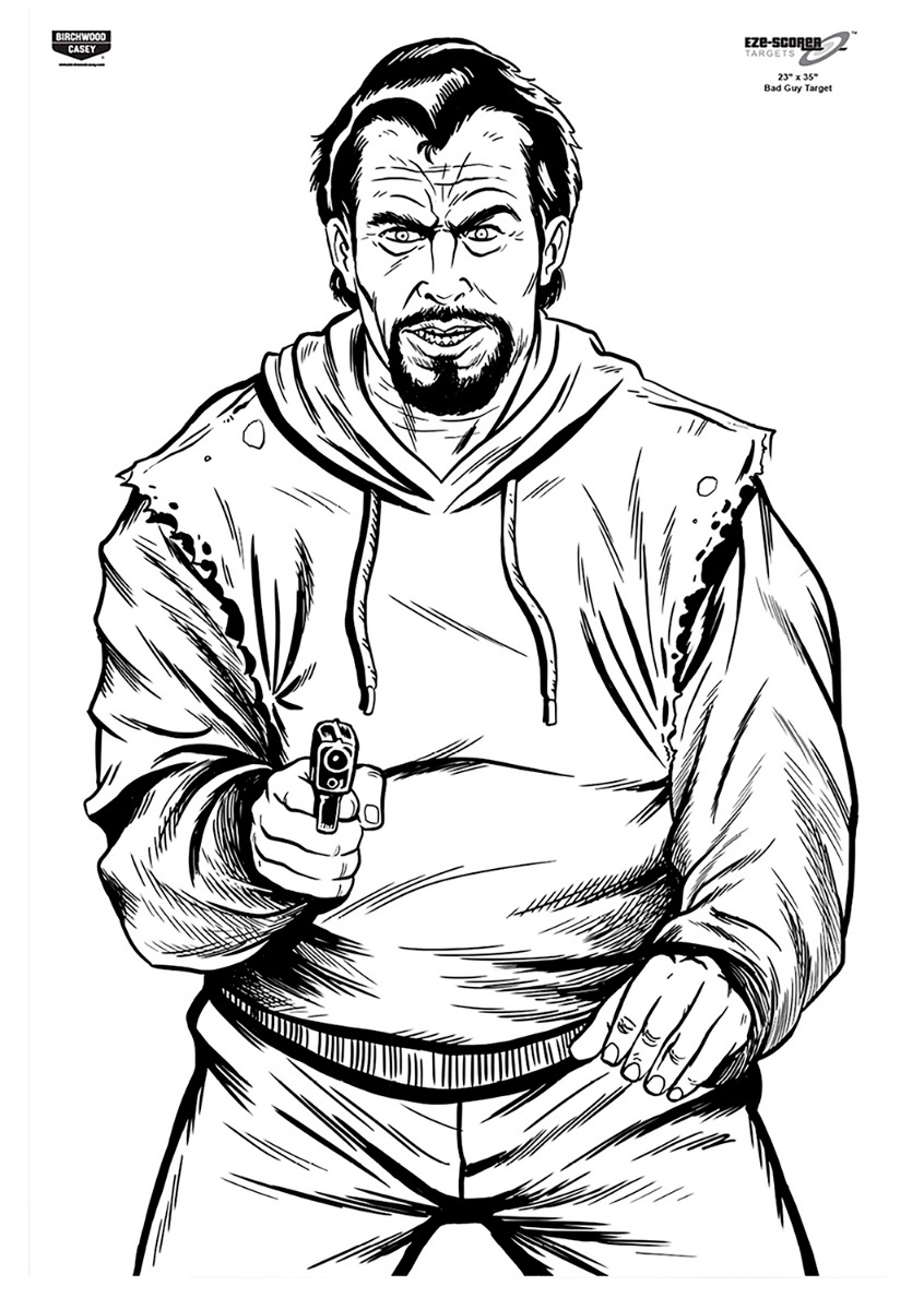 Birchwood Casey Eze-Scorer Silhouette Target 23" x 35", Black/White Pack of 100 - Birchwood Casey