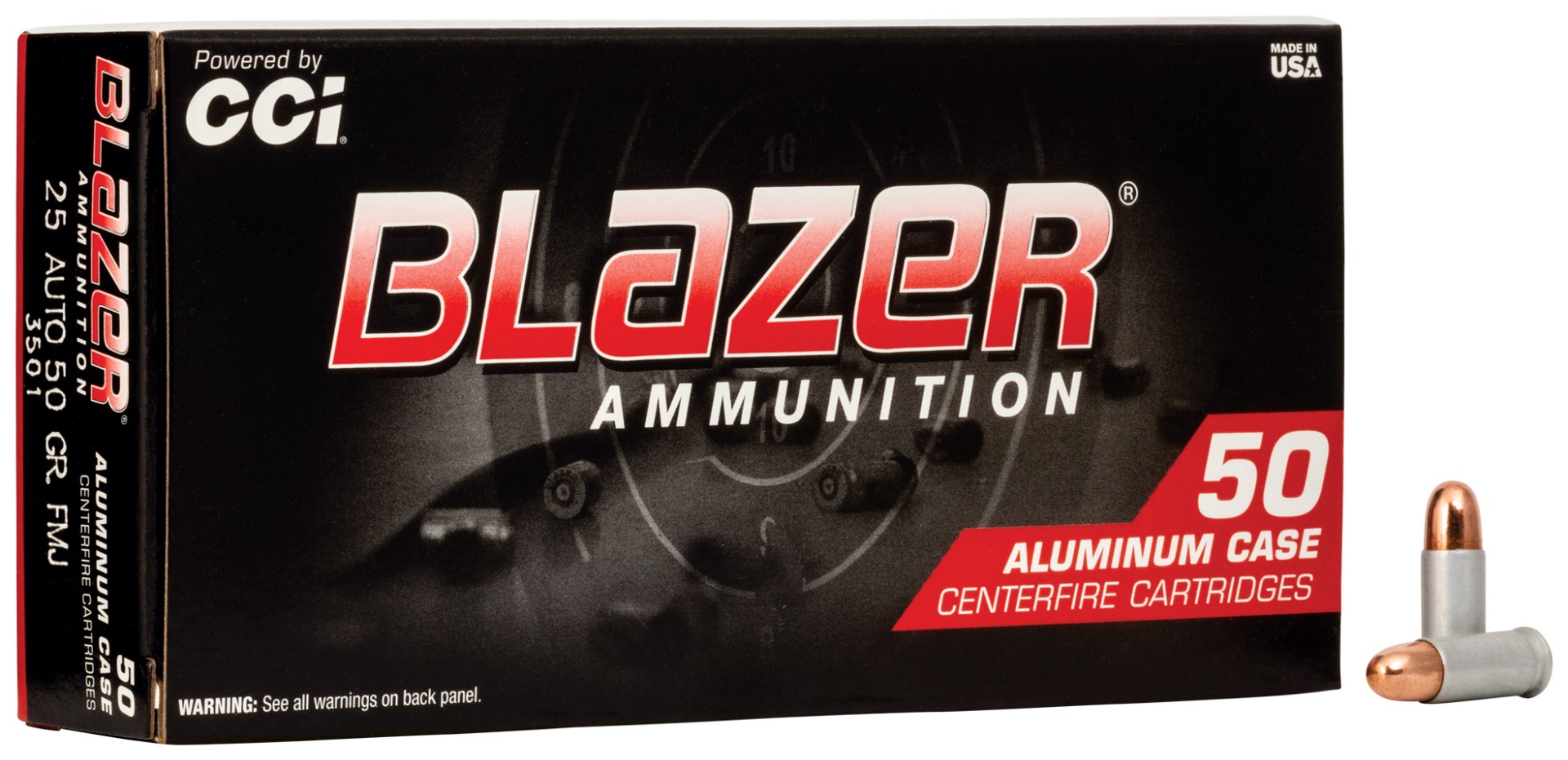 CCI Blazer 25 Auto/ACP 50gr FMJ Aluminum Cased Ammunition 50rds - 3501 - Cci