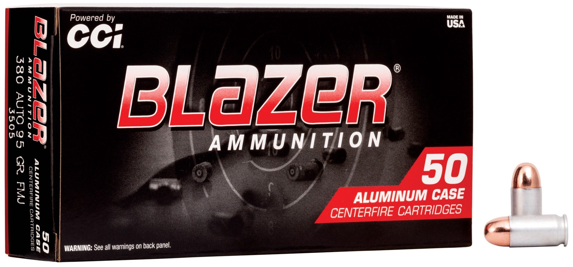 CCI Blazer 380 Auto/ACP 95gr TMJ Aluminum Case Ammunition 50rds - 3505 - Cci