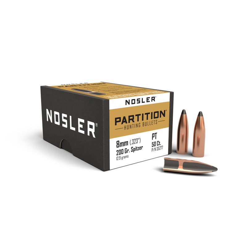 Nosler 8mm (.323) 200gr Partition Spitzer Bullets 50ct - 35277