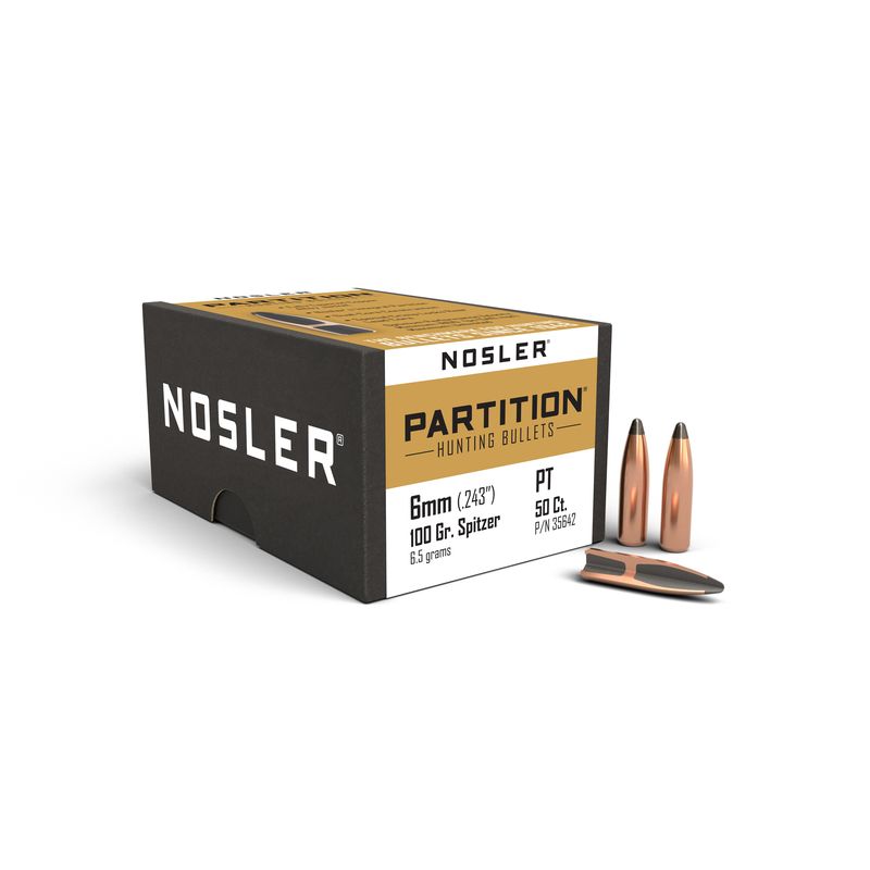 Nosler 6mm (.243) 100gr Partition Spitzer Bullets 50ct - 35642