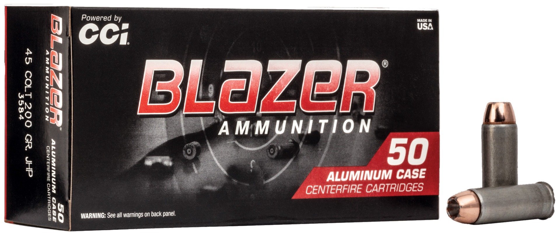 CCI Blazer 200 gr Jacketed Hollow Point .45 Colt Ammo, 50/box - 3584 - Cci