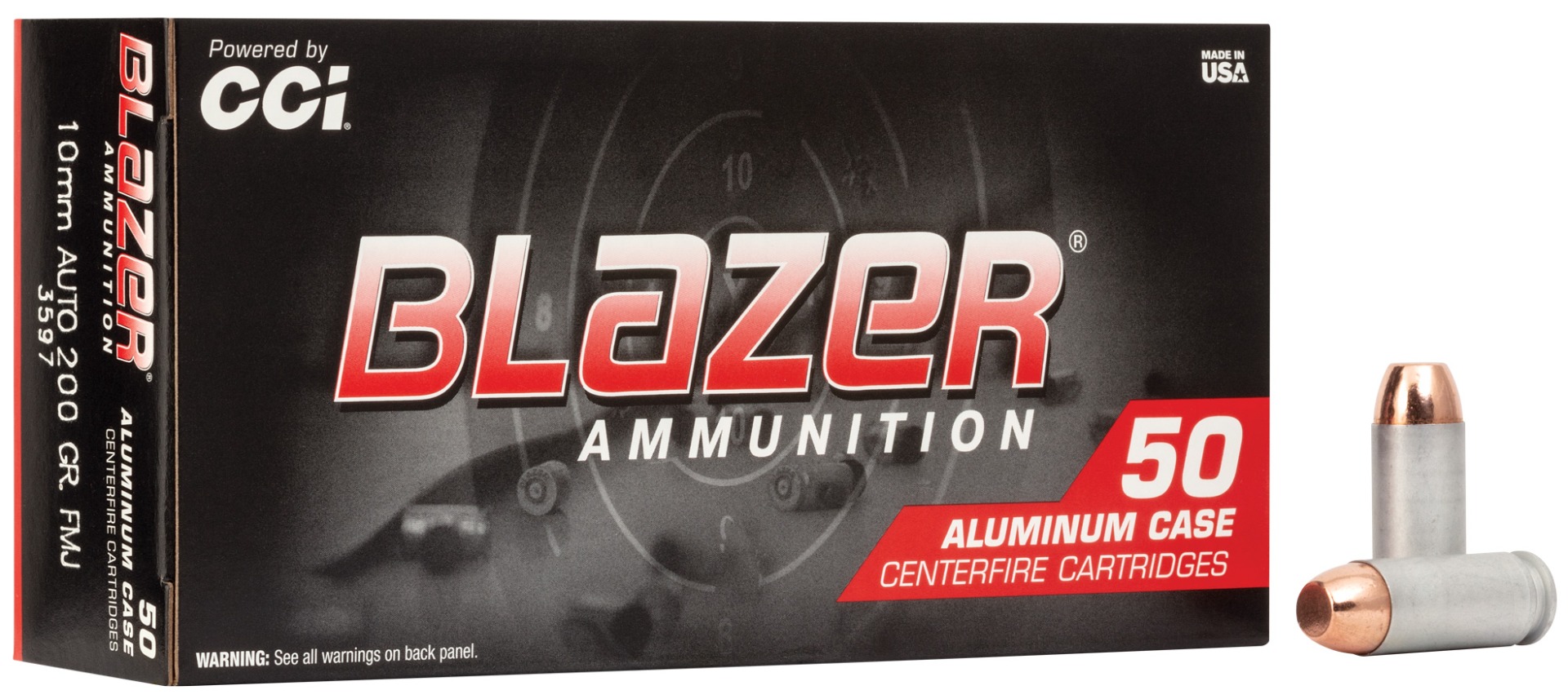 CCI Blazer 10mm 200gr FMJ Aluminum Cased Ammunition 50rds - 3597 - Cci