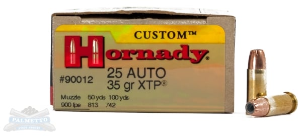 Hornady .25 Auto/ACP 35gr XTP Custom Pistol Ammunition 25rds - 90012 - Hornady