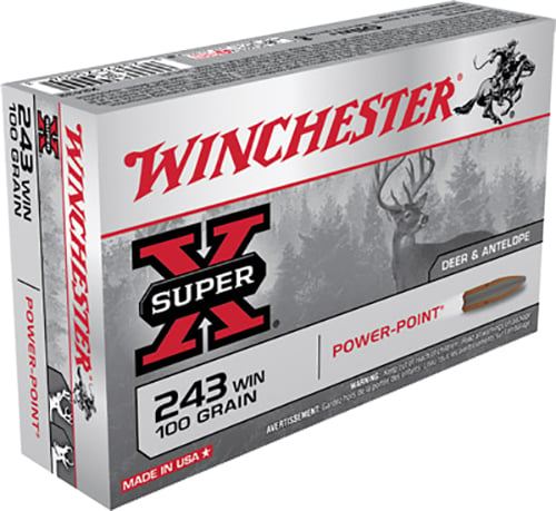 Winchester Power Point Super-X 243 Win 100gr Ammo, 20rds - X2432