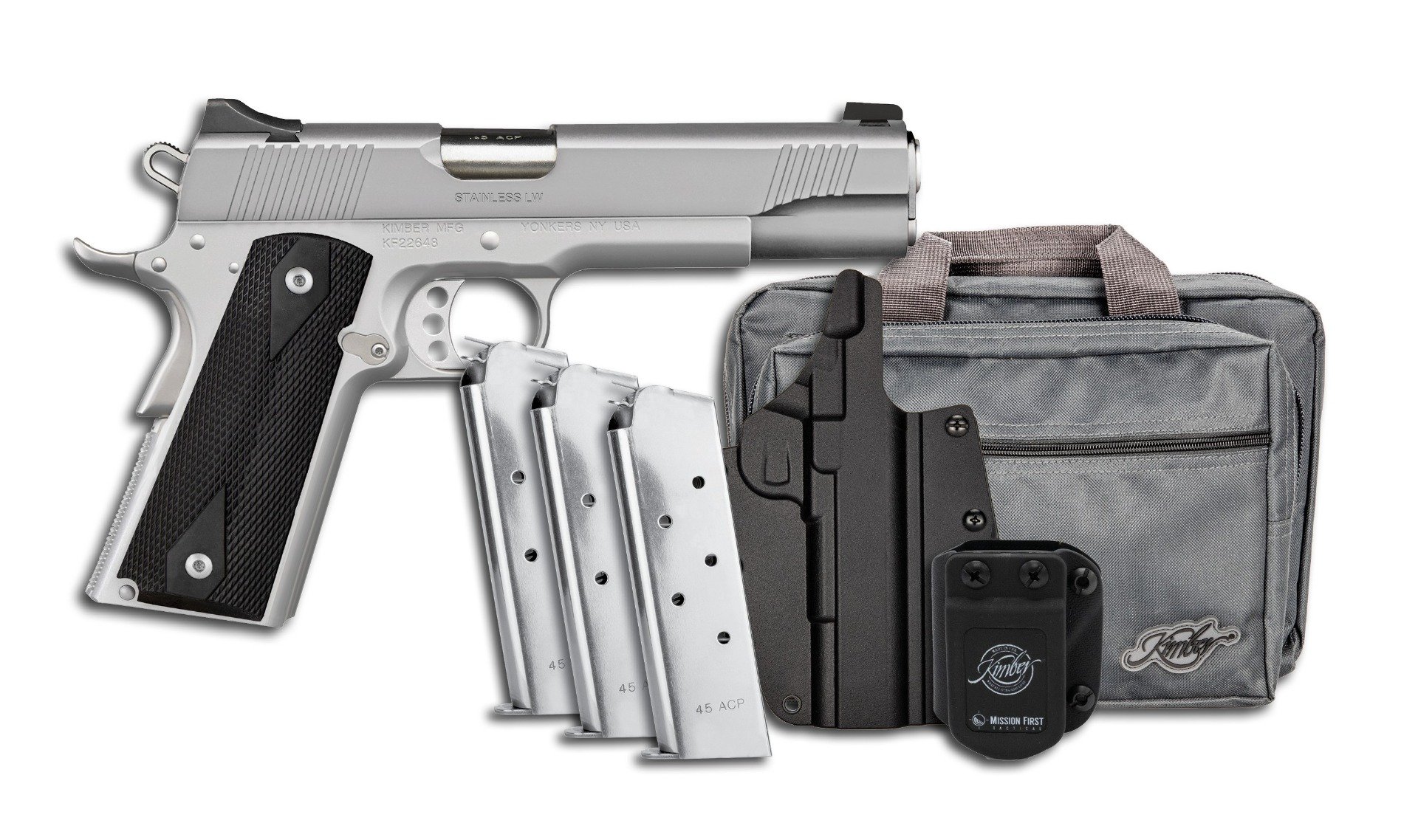 Kimber Stainless LW Club Bundle .45 ACP 5" 7rds, Stainless - Kimber