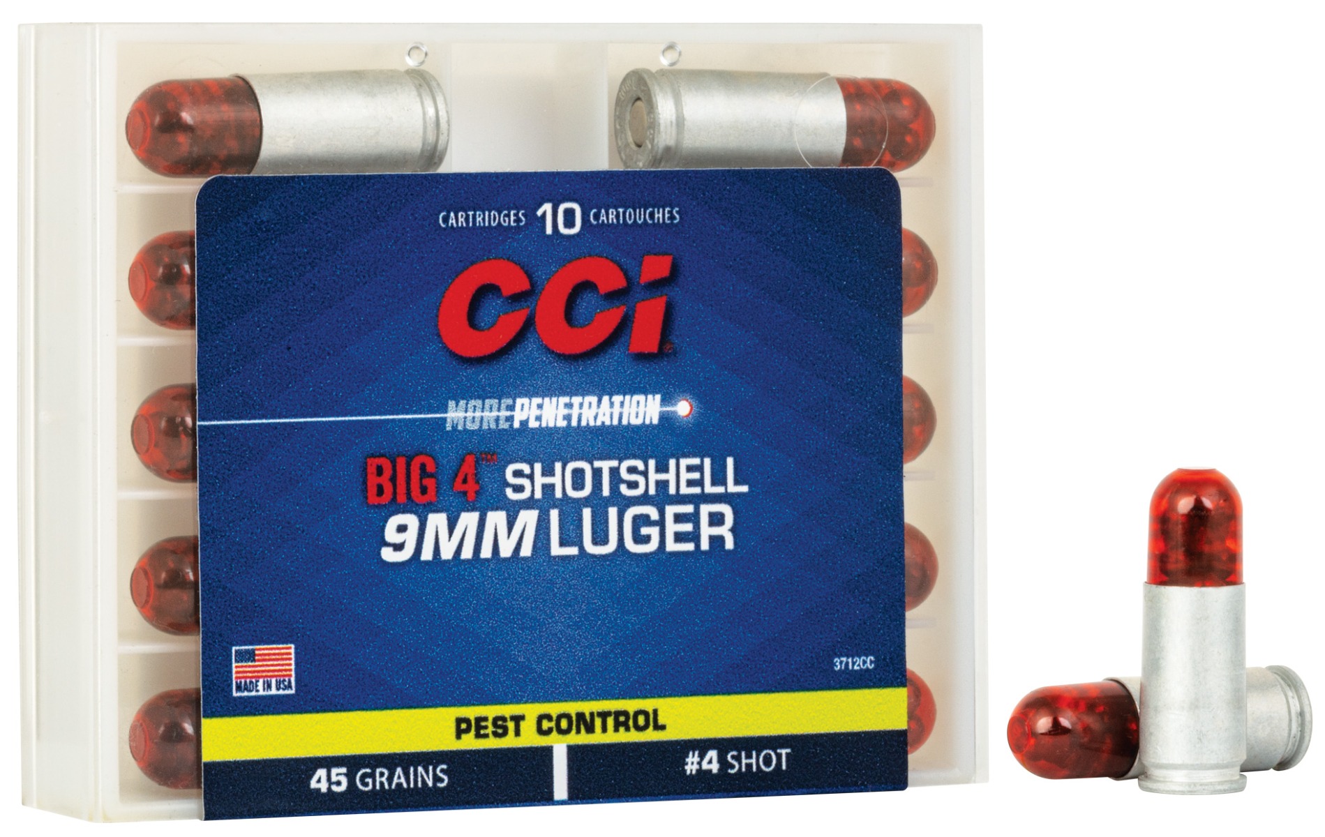 CCI BIG 4 45 gr Shotshell #4 Shot 9mm Ammo, 10/box - 3712CC - Cci