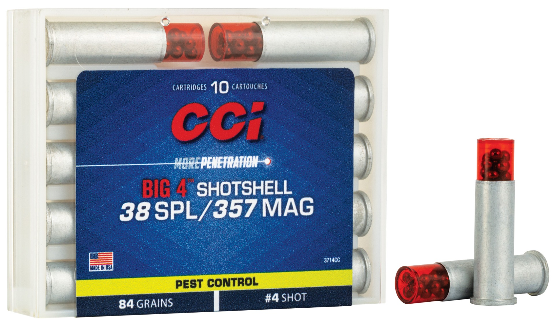 CCI BIG 4 84 gr Shotshell #4 Shot .38 Spl/357 Mag Ammo, 10/box - 3714CC - Cci