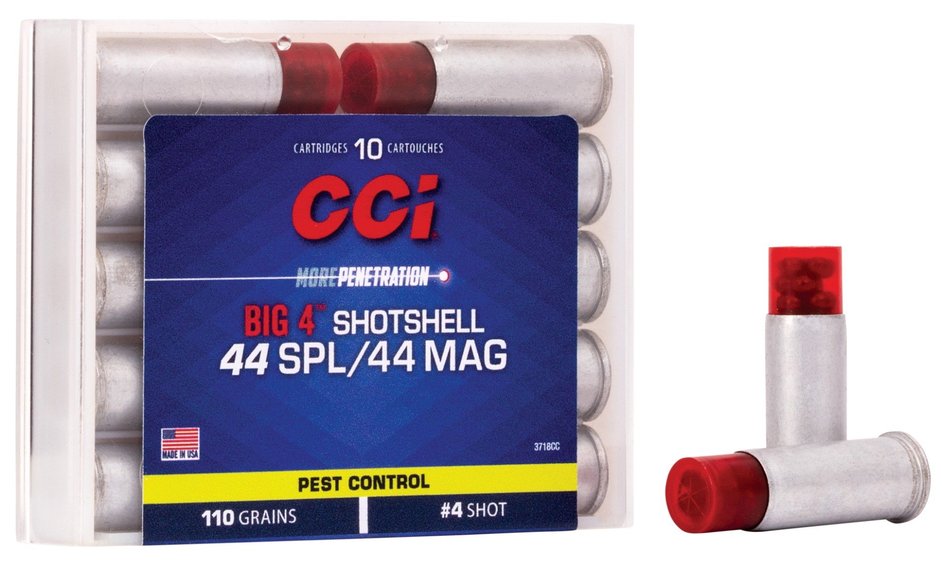CCI BIG 4 110 gr Shotshell #4 Shot .44 Spl Ammo, 10/box - 3718CC - Cci
