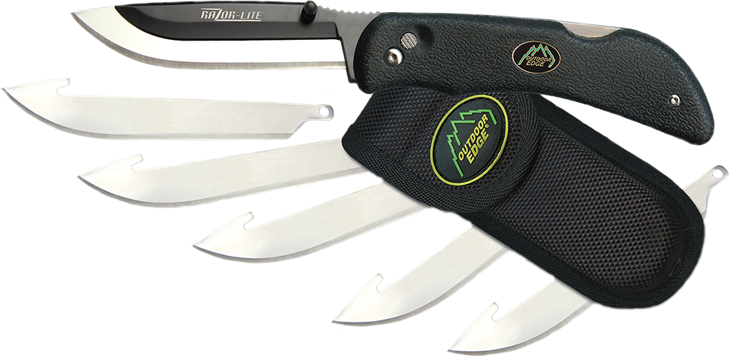 Razor-Lite Replaceable Blade Game Knife with 6 Blades, Black-RL-10C - Outdoor Edge Knives