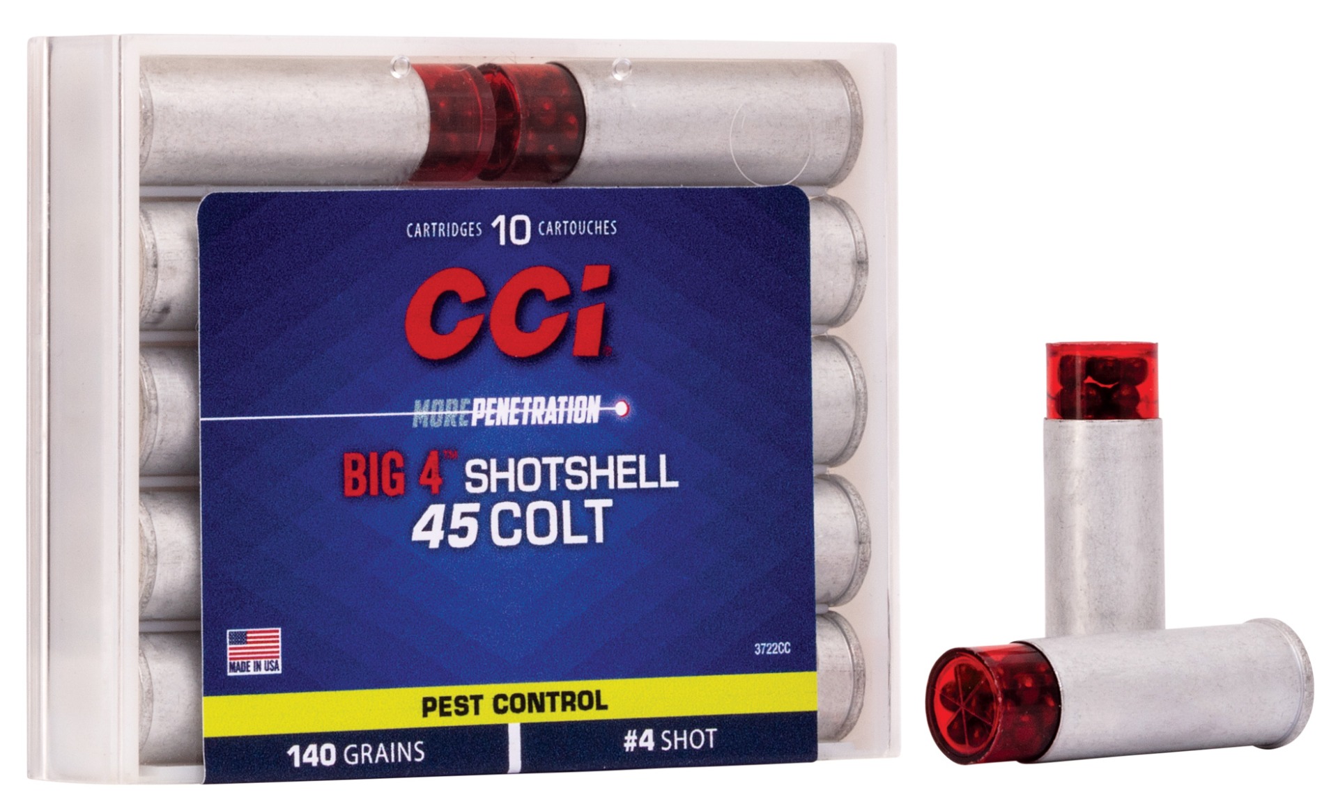 CCI BIG 4 140 gr Shotshell #4 Shot .45 Colt Ammo, 10/box - 3722CC - Cci