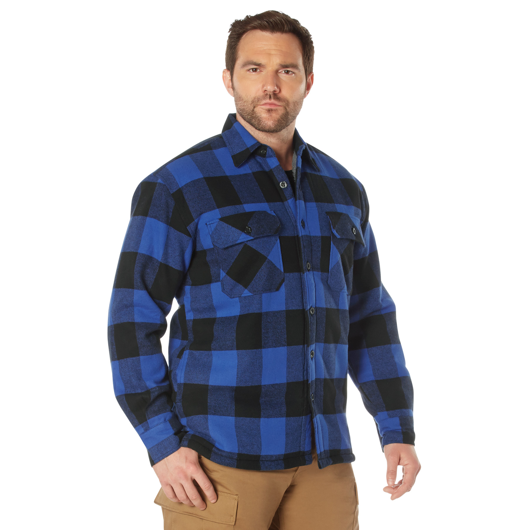 Rothco Rothco Extra Heavyweight Buffalo Plaid Sherpa Lined Flannel Shirts - Blue Plaid, Small