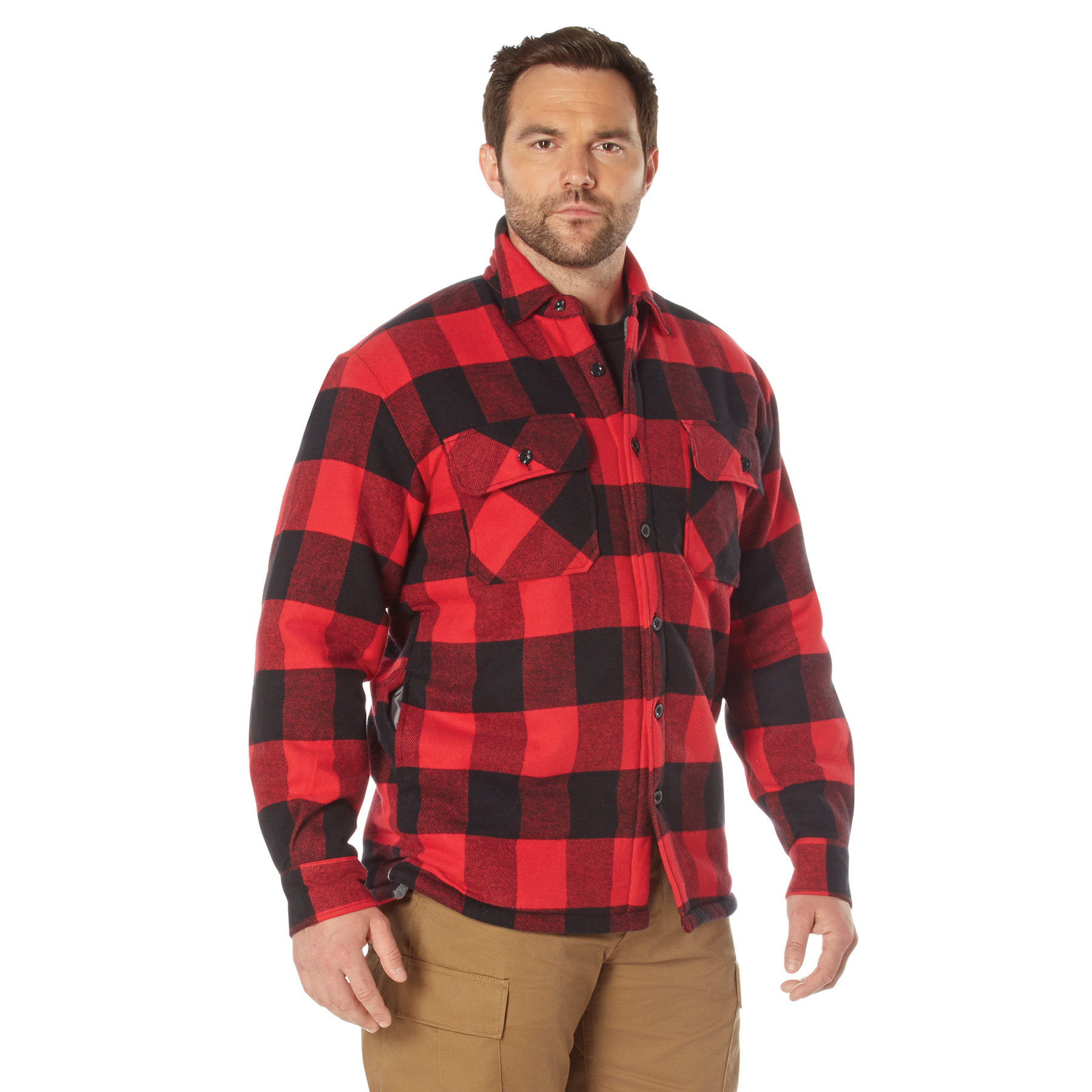 Rothco Rothco Extra Heavyweight Buffalo Plaid Sherpa Lined Flannel Shirts - Red Plaid, Small