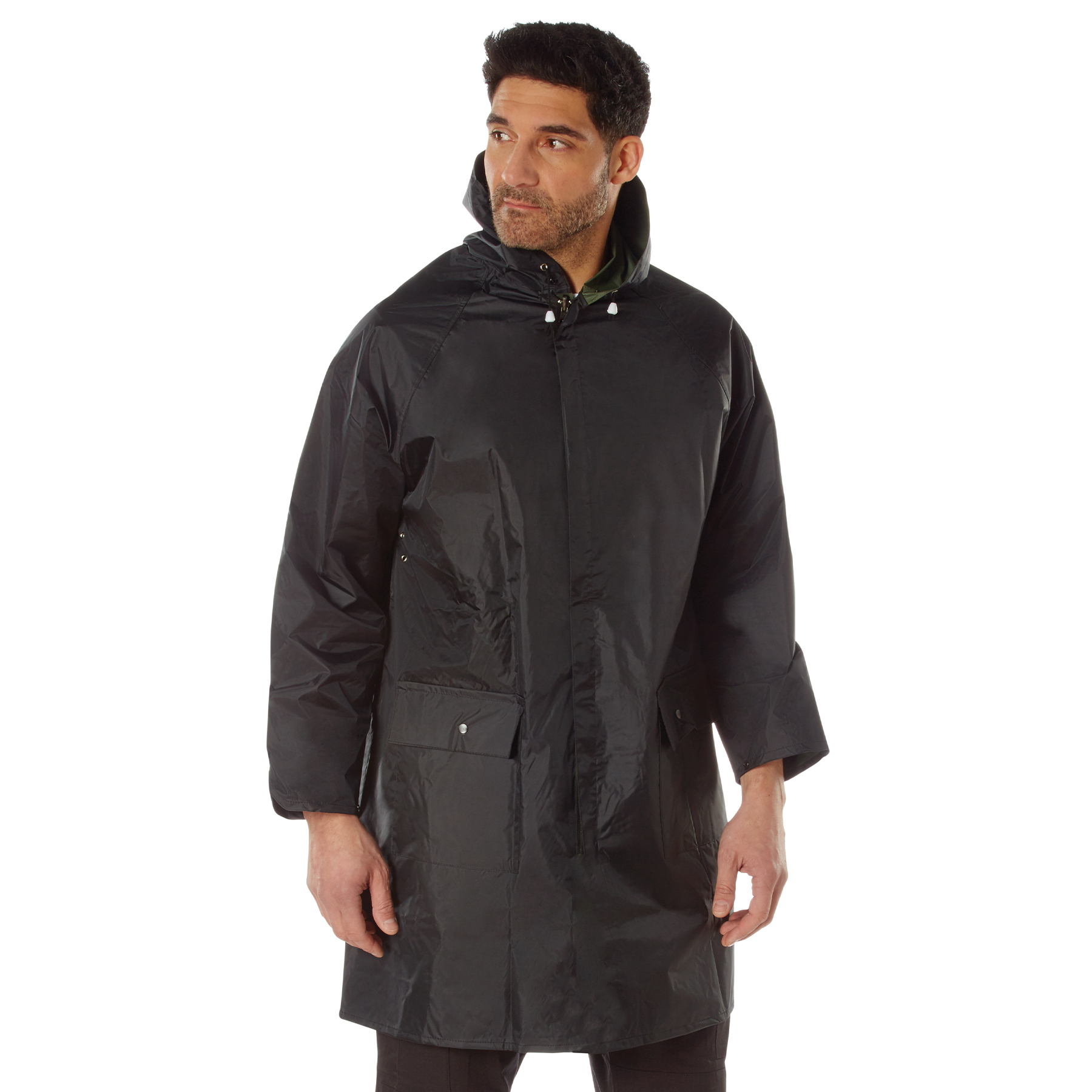Rothco Rothco Reversible 3-4 Length Rain Parka - Black - Olive Drab, Medium