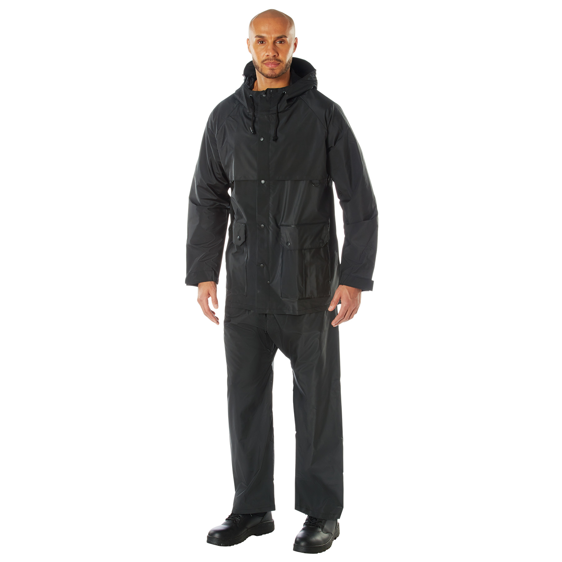 Rothco Rothco 2 Piece Microlite Pvc Rainsuit - Black, Large